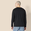Amazon Essentials Men’s Regular-Fit Crewneck Long-Sleeve T-Shirt, Casual Cotton Jersey(Black/Charcoal Heather Stripe)