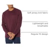 Amazon Essentials Men’s Regular-Fit Crewneck Long-Sleeve T-Shirt, Casual Cotton Jersey(Burgundy)