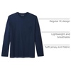 Amazon Essentials Men’s Regular-Fit Crewneck Long-Sleeve T-Shirt, Casual Cotton Jersey(Navy)