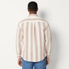 Amazon Essentials Men’s Regular-Fit Long Sleeve Linen Blend Shirt(Brick Red Textured Stripe)