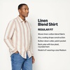 Amazon Essentials Men’s Regular-Fit Long Sleeve Linen Blend Shirt(Brick Red Textured Stripe)