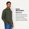 Amazon Essentials Men’s Regular-Fit Long Sleeve Linen Blend Shirt(Dark Olive)