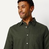 Amazon Essentials Men’s Regular-Fit Long Sleeve Linen Blend Shirt(Dark Olive)
