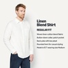 Amazon Essentials Men’s Regular-Fit Long Sleeve Linen Blend Shirt(White)