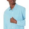 Amazon Essentials Men’s Regular-Fit Long-Sleeve Casual Poplin Shirt, Button Front, Business Casual, Collared(Aqua Mini-gingham)