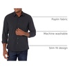 Amazon Essentials Men’s Regular-Fit Long-Sleeve Casual Poplin Shirt, Button Front, Business Casual, Collared(Black)