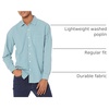 Amazon Essentials Men’s Regular-Fit Long-Sleeve Casual Poplin Shirt, Button Front, Business Casual, Collared(Blue Green Gingham)