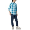 Amazon Essentials Men’s Regular-Fit Long-Sleeve Casual Poplin Shirt, Button Front, Business Casual, Collared(Blue White Buffalo Plaid)