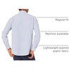 Amazon Essentials Men’s Regular-Fit Long-Sleeve Casual Poplin Shirt, Button Front, Business Casual, Collared(Blue White Vertical Stripe)