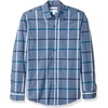Amazon Essentials Men’s Regular-Fit Long-Sleeve Casual Poplin Shirt, Button Front, Business Casual, Collared(Denim Large Plaid)