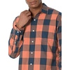 Amazon Essentials Men’s Regular-Fit Long-Sleeve Casual Poplin Shirt, Button Front, Business Casual, Collared(Navy Orange Buffalo)