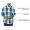 Amazon Essentials Men’s Regular-Fit Long-Sleeve Casual Poplin Shirt, Button Front, Business Casual, Collared(Teal Blue Navy Large Plaid)