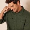 Amazon Essentials Men’s Regular-Fit Long-Sleeve Flannel Shirt, Button-Up Cotton Twill, Double Chest Pockets(Olive Heather)