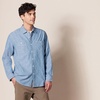Amazon Essentials Men’s Regular-Fit Long-Sleeve Lightweight Cotton Chambray Shirt with Pockets(Medium Blue)