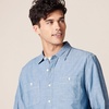 Amazon Essentials Men’s Regular-Fit Long-Sleeve Lightweight Cotton Chambray Shirt with Pockets(Medium Blue)
