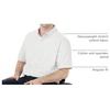 Amazon Essentials Men’s Regular-Fit Short Sleeve Stretch Oxford Shirt with Pocket(Light Grey Vertical Stripe)