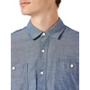 Amazon Essentials Men’s Regular-Fit Short-Sleeve Button-Down Chambray Shirt(Blue)
