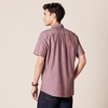 Amazon Essentials Men’s Regular-Fit Short-Sleeve Button-Down Chambray Shirt(Burgundy)
