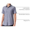 Amazon Essentials Men’s Regular-Fit Short-Sleeve Button-Down Chambray Shirt(Grey)