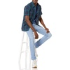 Amazon Essentials Men’s Regular-Fit Short-Sleeve Button-Down Chambray Shirt(Navy Gradient Plaid)
