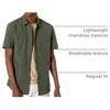 Amazon Essentials Men’s Regular-Fit Short-Sleeve Button-Down Chambray Shirt(Olive)