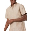 Amazon Essentials Men’s Regular-Fit Short-Sleeve Button-Down Chambray Shirt(Tan)