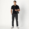 Amazon Essentials Men’s Regular-Fit Short-Sleeve Knit Polo Sweater, Breathable Cotton Nylon(Black)
