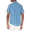 Amazon Essentials Men’s Regular-Fit Short-Sleeve Poplin Shirt, Collared, Washed(Aqua Blue  Checked)