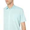 Amazon Essentials Men’s Regular-Fit Short-Sleeve Poplin Shirt, Collared, Washed(Aqua Blue  Floral/Leaf Print)
