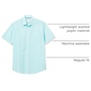Amazon Essentials Men’s Regular-Fit Short-Sleeve Poplin Shirt, Collared, Washed(Aqua Blue  Floral/Leaf Print)