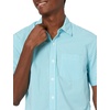 Amazon Essentials Men’s Regular-Fit Short-Sleeve Poplin Shirt, Collared, Washed(Aqua Blue  Gingham)