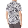 Amazon Essentials Men’s Regular-Fit Short-Sleeve Poplin Shirt, Collared, Washed(Black/White  Floral)