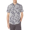 Amazon Essentials Men’s Regular-Fit Short-Sleeve Poplin Shirt, Collared, Washed(Black/White  Floral)