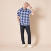 Amazon Essentials Men’s Regular-Fit Short-Sleeve Poplin Shirt, Collared, Washed(Blue  Buffalo Check)