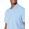 Amazon Essentials Men’s Regular-Fit Short-Sleeve Poplin Shirt, Collared, Washed(Blue  Gingham)