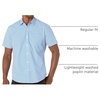 Amazon Essentials Men’s Regular-Fit Short-Sleeve Poplin Shirt, Collared, Washed(Blue  Gingham)