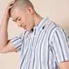Amazon Essentials Men’s Regular-Fit Short-Sleeve Poplin Shirt, Collared, Washed(Blue White Stripe)