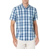 Amazon Essentials Men’s Regular-Fit Short-Sleeve Poplin Shirt, Collared, Washed(Blue/Orange  Checked)