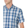 Amazon Essentials Men’s Regular-Fit Short-Sleeve Poplin Shirt, Collared, Washed(Blue/Orange  Checked)