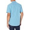 Amazon Essentials Men’s Regular-Fit Short-Sleeve Poplin Shirt, Collared, Washed(Blue/Orange  Plaid)