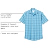 Amazon Essentials Men’s Regular-Fit Short-Sleeve Poplin Shirt, Collared, Washed(Blue/Orange  Plaid)