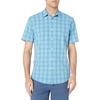 Amazon Essentials Men’s Regular-Fit Short-Sleeve Poplin Shirt, Collared, Washed(Blue/Orange  Plaid)