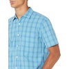 Amazon Essentials Men’s Regular-Fit Short-Sleeve Poplin Shirt, Collared, Washed(Blue/Orange  Plaid)