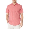 Amazon Essentials Men’s Regular-Fit Short-Sleeve Poplin Shirt, Collared, Washed(Coral Orange/White  Dots)