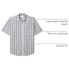 Amazon Essentials Men’s Regular-Fit Short-Sleeve Poplin Shirt, Collared, Washed(Grey/Black  Plaid)