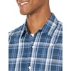 Amazon Essentials Men’s Regular-Fit Short-Sleeve Poplin Shirt, Collared, Washed(Navy  Medium Plaid)