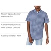 Amazon Essentials Men’s Regular-Fit Short-Sleeve Poplin Shirt, Collared, Washed(Navy  Plaid)
