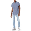 Amazon Essentials Men’s Regular-Fit Short-Sleeve Poplin Shirt, Collared, Washed(Navy  Plaid)