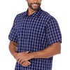 Amazon Essentials Men’s Regular-Fit Short-Sleeve Poplin Shirt, Collared, Washed(Navy  Windowpane)