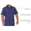Amazon Essentials Men’s Regular-Fit Short-Sleeve Poplin Shirt, Collared, Washed(Navy  Windowpane)